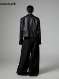 QDBAR Spring Autumn Oversized Long Black Flowy Baggy Wide Leg Pants for Mens Streetwear Loose Casual Soft Trousers 2024