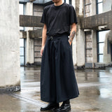 QDBAR  Japan Streetwear Fashion Loose Casual Wide Leg Pant Men Punk Hip Hop Gothic Skirt Pants Black Harem Trousers Genderless Clothes