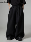 QDBAR Spring Autumn Oversized Long Black Flowy Baggy Wide Leg Pants for Mens Streetwear Loose Casual Soft Trousers 2024