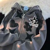 QDBAR 2024 Fall Fashion 2024 New Kawaii Zip Up Hoodie Women Y2K Oversized Harajuku Star Patchwork Sweatshirt Man Anime Hoodie Jacket Coat Streetwear