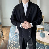 QDBAR Winter Men's Knitted Luxury Buttons Cardigan Sweatercoat Long Sleeve Casual Streetwear Suit Collar Solid Vintage Coat