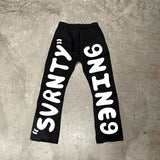 QDBAR American trendy Gothic letter printed high-waist pants women's Y2K street hip-hop Harajuku loose casual versatile sweatpants