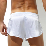 QDBAR Sexy Men's Pajamas Bottoms Shorts Hide Jockstrap Underwear Men Loose Boxers Penis Bag Arrow Panties Soft Silky Men Sleep Bottoms