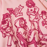 QDBAR Y2k Mens Womens Streetwear Pink Hoodie Sweatshirt Funny Cartoon Graphic Hoodie Autumn Harajuku Anime Hip Hop Hooded Pullover