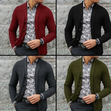 QDBAR Men Turn-down Collar Cardigan Solid Autumn Winter Warm Slim Fit Long Sleeve Comfortable Clothes Knitted Casual Male Sweater Coat