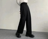 QDBAR  2024 New Black Suit Pants Men Fashion Social Mens Dress Pants Korean Loose Oversized Wide Leg Pants Mens Formal Trousers M-2XL