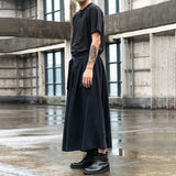 QDBAR  Japan Streetwear Fashion Loose Casual Wide Leg Pant Men Punk Hip Hop Gothic Skirt Pants Black Harem Trousers Genderless Clothes