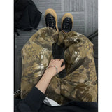 QDBAR Hip-hop retro snake print camouflage pants American women high street American loose casual couple pants y2k pants