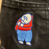 QDBAR Vintage Y2k Big Boy Cartoon Graphic Embroidery Jeans Shorts Hip Hop Streetwear Baggy Gym Shorts for Men Harajuku Gothic Shorts