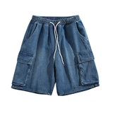 QDBAR Summer Men Denim Short Streetwear Vintage Korean Harajuku Pocket Jeans Shorts Hip Hop Cargo Pants Oversized Bottoms Male Clothes