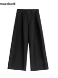 QDBAR Spring Autumn Oversized Long Black Flowy Baggy Wide Leg Pants for Mens Streetwear Loose Casual Soft Trousers 2024