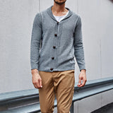 QDBAR Fashion Mens Sweater Cardigans Spring Long Sleeve Lapel Button Knitted Coats Men Vintage Solid Color Slim Knitwear Men's Garment