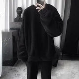 QDBAR Lambswool Sweatshirts Men Fluffy Soft Warm Winter Hoodies Thickening All-match Loose Round Neck Males Casual Chic Outerwear New