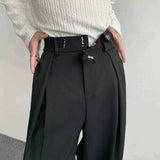 QDBAR  2024 New Black Suit Pants Men Fashion Social Mens Dress Pants Korean Loose Oversized Wide Leg Pants Mens Formal Trousers M-2XL