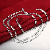 QDBAR 925 Silver 4mm Figaro Chain Necklace For Women Men Long Necklace Hip Hop Jewelry Gift