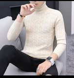 QDBAR 2023 Autumn and Winter Men's High Neck Sweater Knitted Pullover Round Neck Warm Pullovers Slim Fitting Casual Sweaters