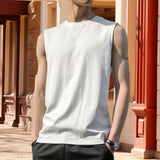 QDBAR Young Men Tank Top Casual Men Summer T-shirt Solid Color Fitness Jogging Men Vest  Daily Wear