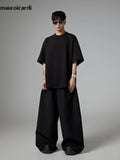 QDBAR Spring Autumn Oversized Long Black Flowy Baggy Wide Leg Pants for Mens Streetwear Loose Casual Soft Trousers 2024