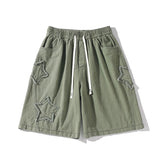 QDBAR Vintage Star Patchwork Shorts Men Summer All-match Hot Sale Ulzzang Leisure Streetwear Chic Denim Short Pants Plus Size 5XL
