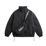 QDBAR Stand-up Collar Puffer Jacket with Shoulder Bag