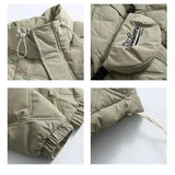 QDBAR Stand-up Collar Puffer Jacket with Shoulder Bag