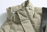 QDBAR Stand-up Collar Puffer Jacket with Shoulder Bag