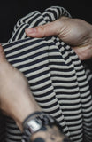 QDBAR Textured Stripe Drop Sleeve T-Shirt