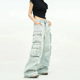 QDBAR Unisex Wide-leg Multi-pocket Jeans