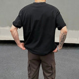 QDBAR Washed Black Printed T-shirt