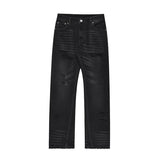 QDBAR Washed Black Ripped Jeans
