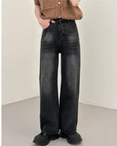 QDBAR Washed Black Wide-leg Jeans