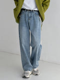 QDBAR Washed High-waisted Wide-leg Jeans