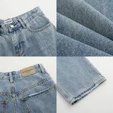 QDBAR Washed High-waisted Wide-leg Jeans
