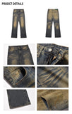 QDBAR Washed Yellow Mud Straight-leg Jeans