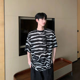 QDBAR Wavy Striped Hollow T-shirt