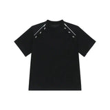 QDBAR Zipper Decoration Round Neck T-shirt