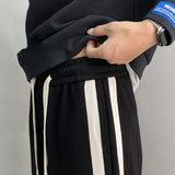 QDBAR Thickened Striped Slit Wide-leg Straight Pants