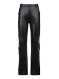 QDBAR Spring Autumn Long Black Loose Casual Soft Faux Leather Straight Pants Men Cool Unisex Clothing Korean Fashion 2025