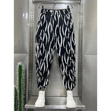 QDBAR Striped Printed Cropped Harem Pants