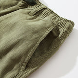 QDBAR Summer Retro Cotton Linen Breathable Soft Shorts