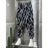 QDBAR Striped Printed Cropped Harem Pants