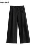 QDBAR Spring Autumn Long Loose Casual Baggy Flowy Soft Black Pleated Wide Leg Pants Men Luxury Designer Emo Clothing 2025