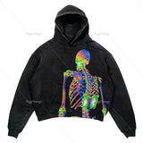 QDBAR Harajuku American Goth Hoodies Women Y2K New Goth Skull Printing Streetwear Hip Hop Couples Sweatshirt Clothes - High Quality