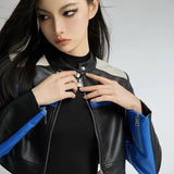 QDBAR American high street spicy girl baseball PU leather jacket women's new short motorcycle jackets harajuku y2k coat women clothes