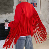 QDBAR 2024 Fall Fashion Fringed Long Sleeve Sweatshirt