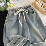 QDBAR Yellow mud denim shorts men's trendy brand hand some American retro washed workwear style loose casual casual mid-length pants