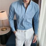 QDBAR V-Neck Solid Color Slim Fit Shirt