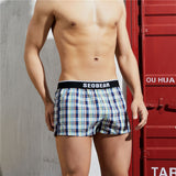 QDBAR  Cyber Monday Sales High Quality Men's Plaid Boxer Shorts Cotton Underwear Men Classic Style Underwear Boxers Loose Panties Sleep Home Wear