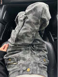 QDBAR 90s Streetwear Retro High Street Loose Wide Legs Camouflage Overalls Women 2024 New High Waist Slouchy Straight Baggy Jeans Women Streetwear