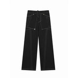 QDBAR Topstitched Metallic Layered Cargo Pants